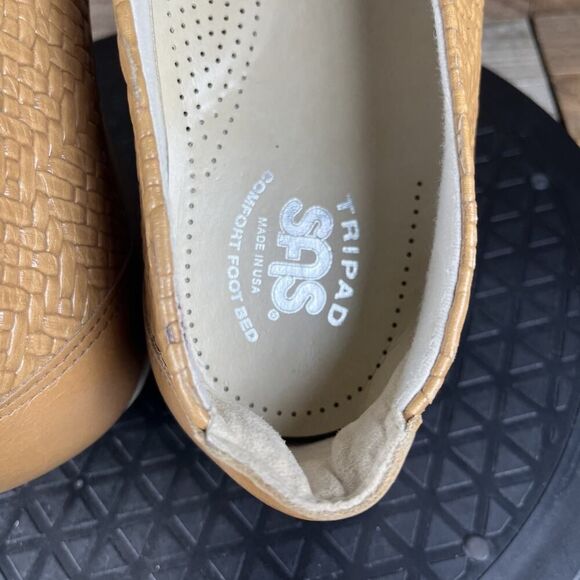 SAS San Antonio Shoemakers Sz 10 WW Comfort Leather Maui Wheat Cap Toe Flats - Picture 6 of 10